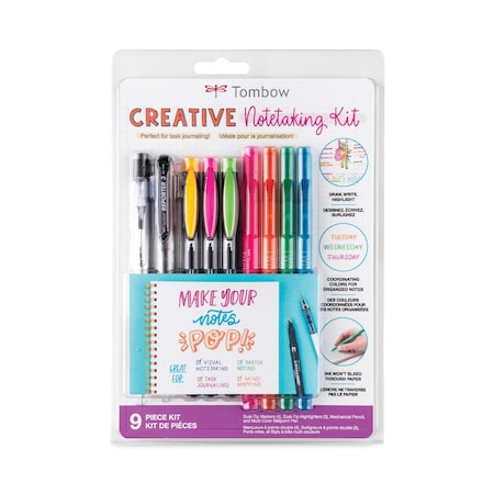 Tombow Creative Notetaking Kit, Pen, Pencil, Markers, Highlighters 56301